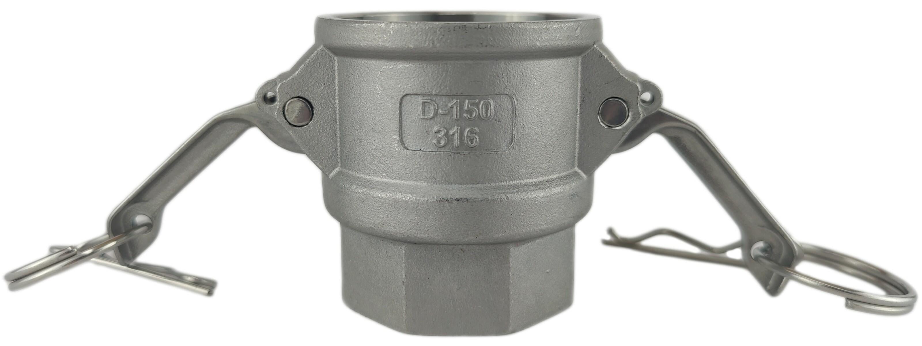 Муфта camlock тип D с внутренней резьбой BSPP ШРЗ нержавеющая сталь D-150 1 1/2" (50232024) Муфта camlock тип D с внутренней резьбой BSPP ШРЗ нержавеющая сталь D-150 1 1/2" (50232024)