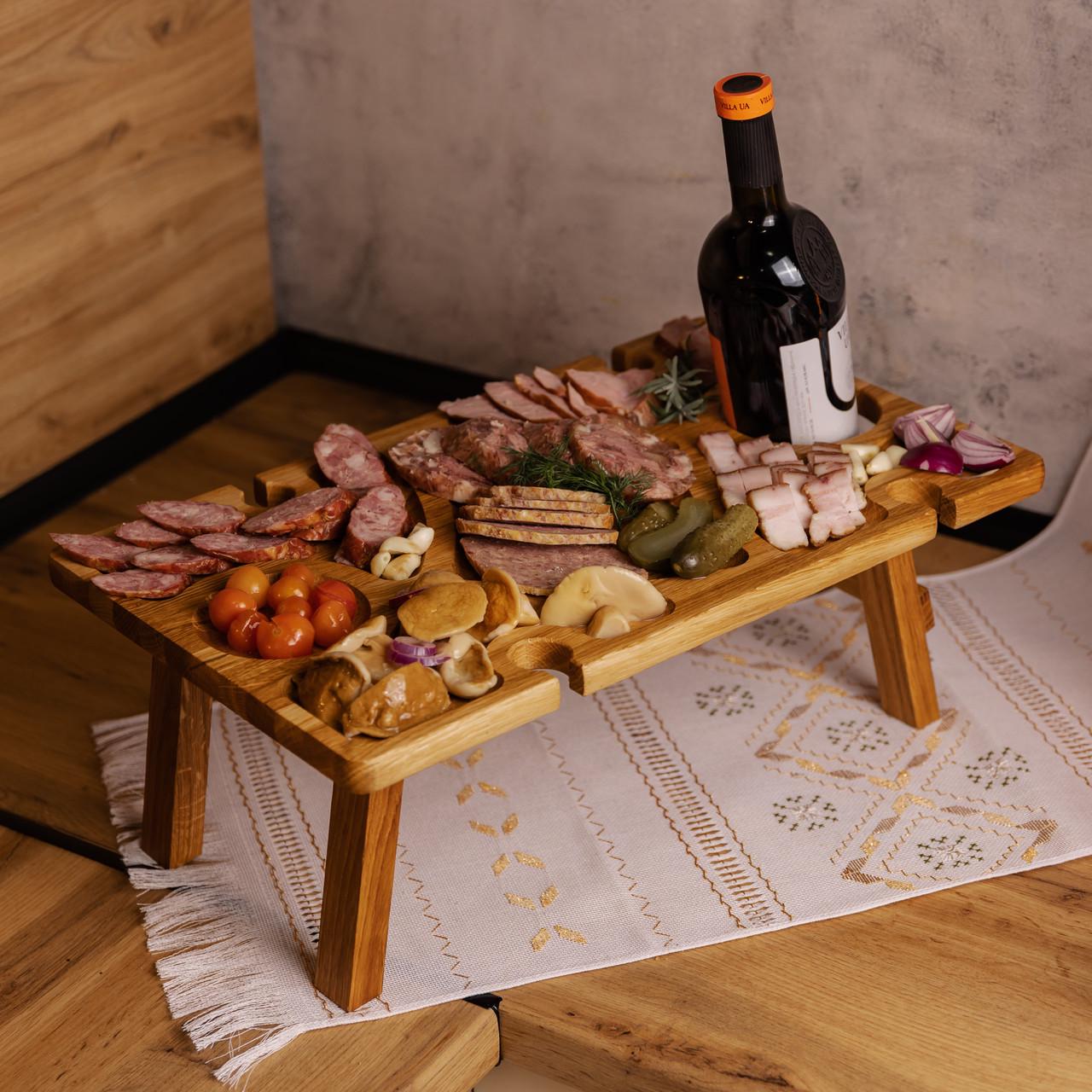 Столик-менажниця винний з дерева прямокутний на ніжках дуб 50х30 см - фото 10 Столик-менажниця винний з дерева прямокутний на ніжках дуб 50х30 см - фото 10