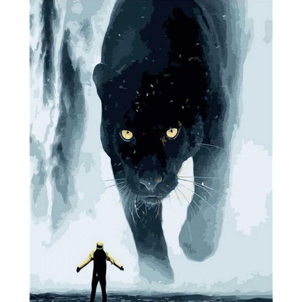 Картина по номерам Strateg Пантера и человек 40х50 см в термопакете (VA-2890-mt)