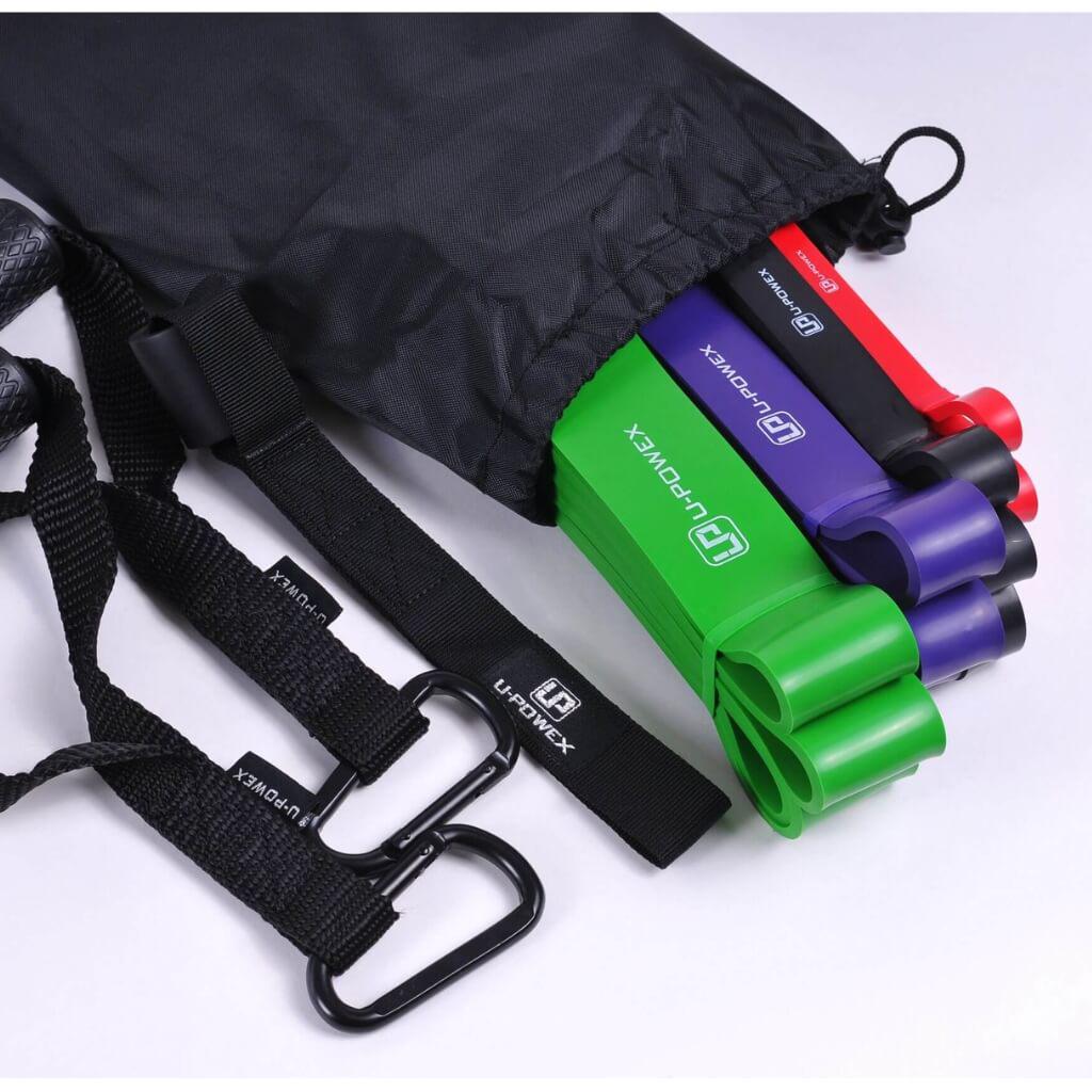 Резинки для спорта и подтягиваний/петли с ручками и карабином для спорта U-Powex 7-57 кг 4 шт. (11180156) - фото 5