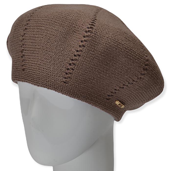 Берет женский Lirus Ариэль из шерсти двойной с узором Темно-пудровый