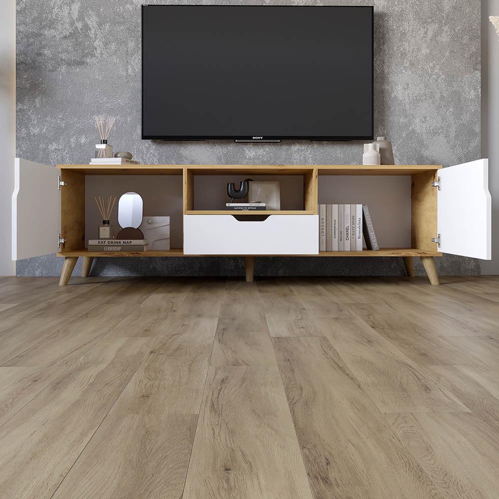 Тумба под ТВ М-Зон Борн 1600 Дуб Артизан/Нимфея Альба/Орех светлый (MZN-031081) - фото 3 Тумба под ТВ М-Зон Борн 1600 Дуб Артизан/Нимфея Альба/Орех светлый (MZN-031081) - фото 3