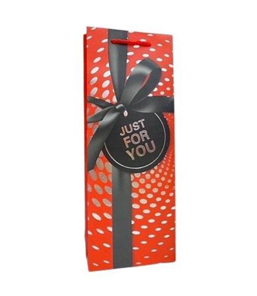 Подарочный пакет под бутылку Stenson R95558 Just for you 36x13x8 cм (19556792)