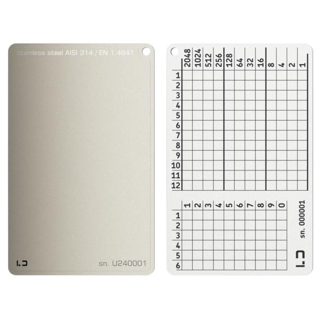 Планшет мнемонический Lapua Seed Phrase Keeper 12 BIP39 слов/6 PIN (LSPKNL/LNL12+6pinBIP39)