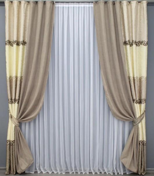 Комплект штор лен 1,5х2,7м 2 шт. Светло-кофейный (014дк/1025-113ш)