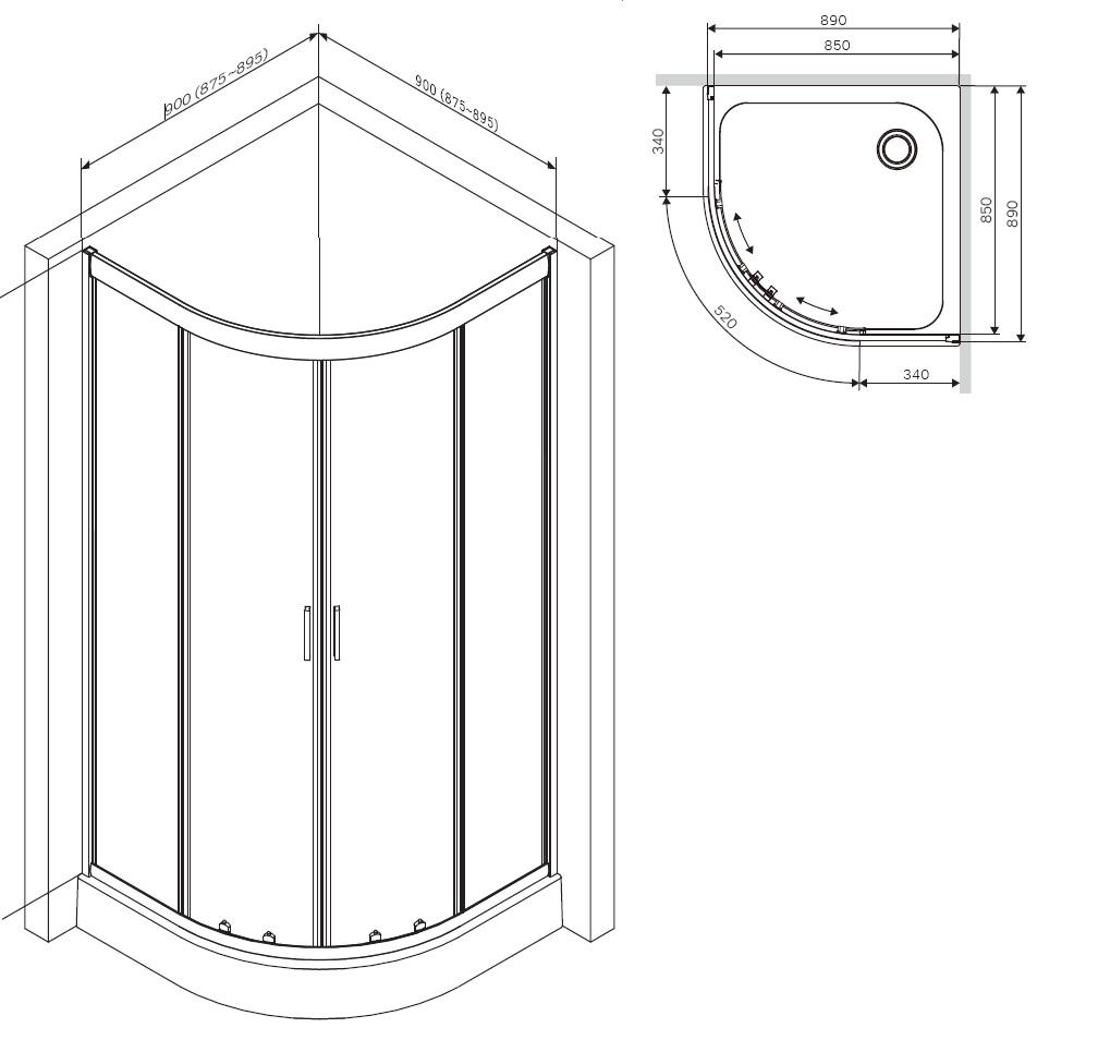 Душевая кабина AM.PM Gem W90UG-401-090BT 90x90x190 см Черный (130470) - фото 2