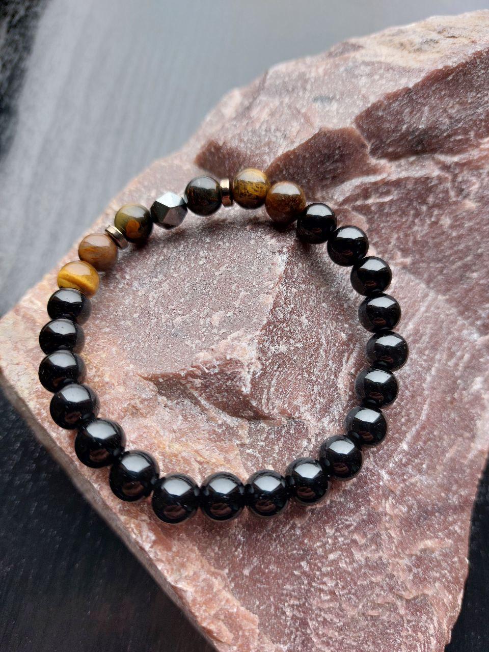 Браслет LITAURS из натурального камня агат d 8 мм с вставками гематит/тигровый глаз L 18-21 см (250213-1) - фото 4 Браслет LITAURS из натурального камня агат d 8 мм с вставками гематит/тигровый глаз L 18-21 см (250213-1) - фото 4