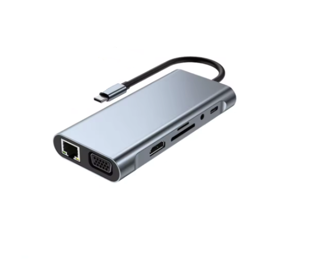 Кардидер мультифункциональный USB/Type-C хаб 11в1 HDMI и HDTV/PD/USB-C/SD/TF/RJ45