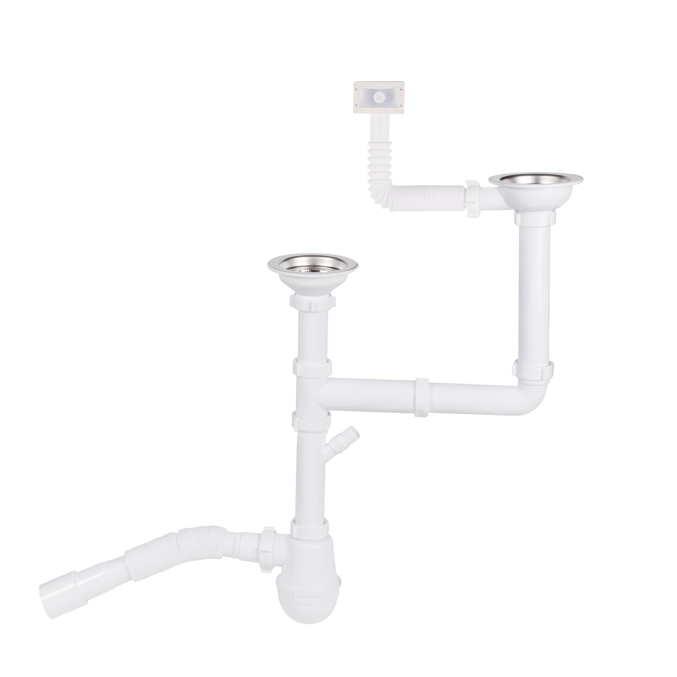 Сифон для кухонной мойки Lidz WHI 60 05 M003 00 двойной с отводом для стиральной машины выход 50 мм