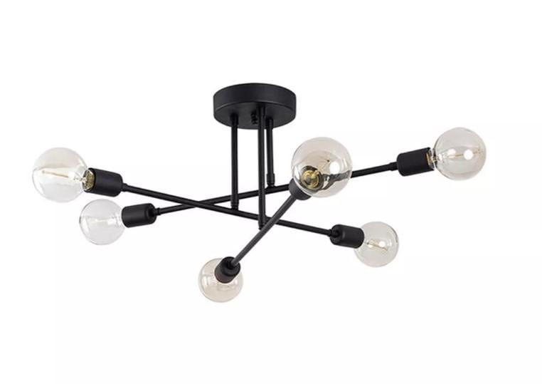 Люстра стельова в стилі лофт Trit-BB6 6 ламп E27 Чорний