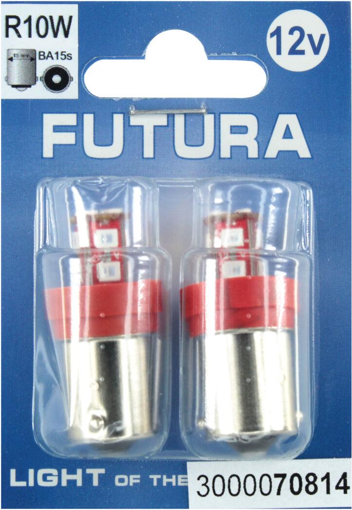 Лампочка FUTURA Груша LED SMD 12V 12 диодов R10W BA15s 2 шт. 95Lm Красный (70814)