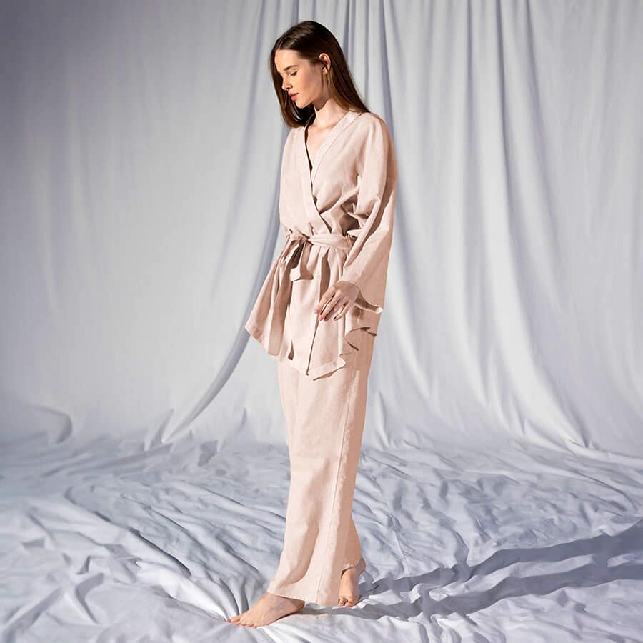 Домашняя одежда Penelope Serli uzun kollu kimono somon S/M Лососевая (svt-2000022324571) - фото 2