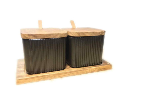 Набор банок на подставке для хранения 6446 5 пр. Черный (4335702)