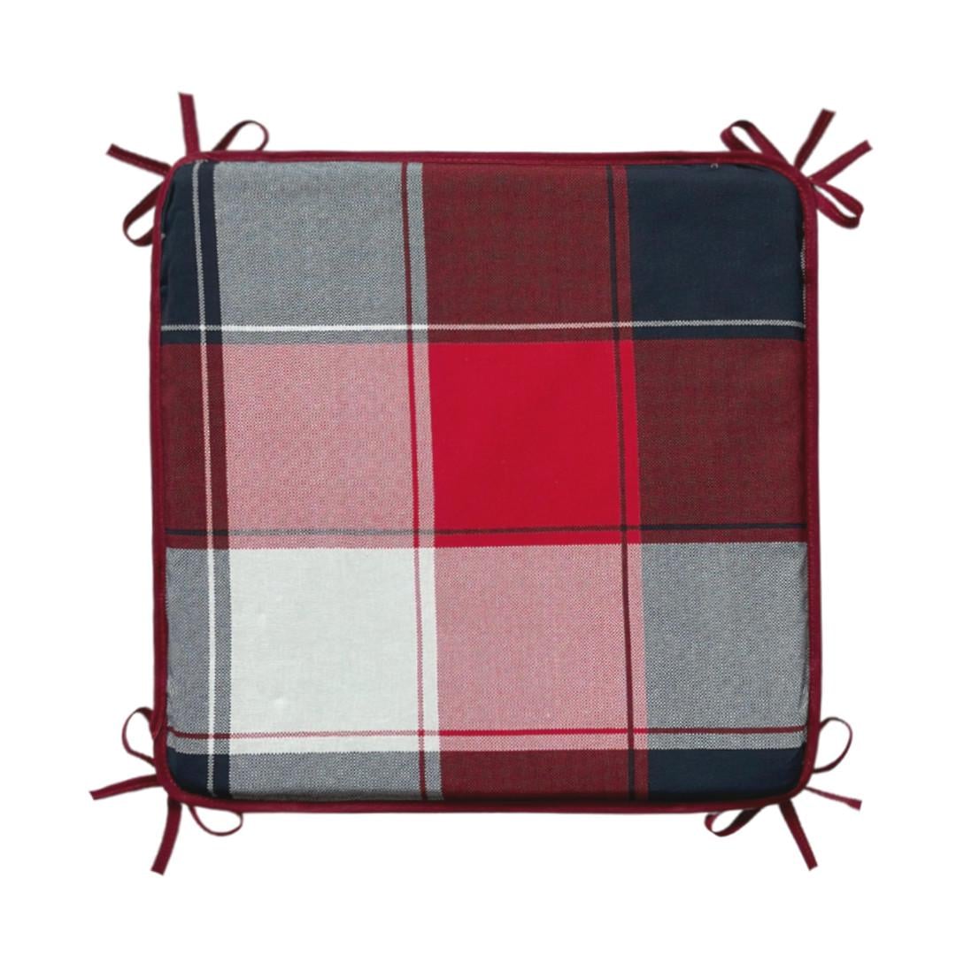 Подушка для стільця на зав'язках 33х33х2 см Трьохколірна клітинка (512580122)