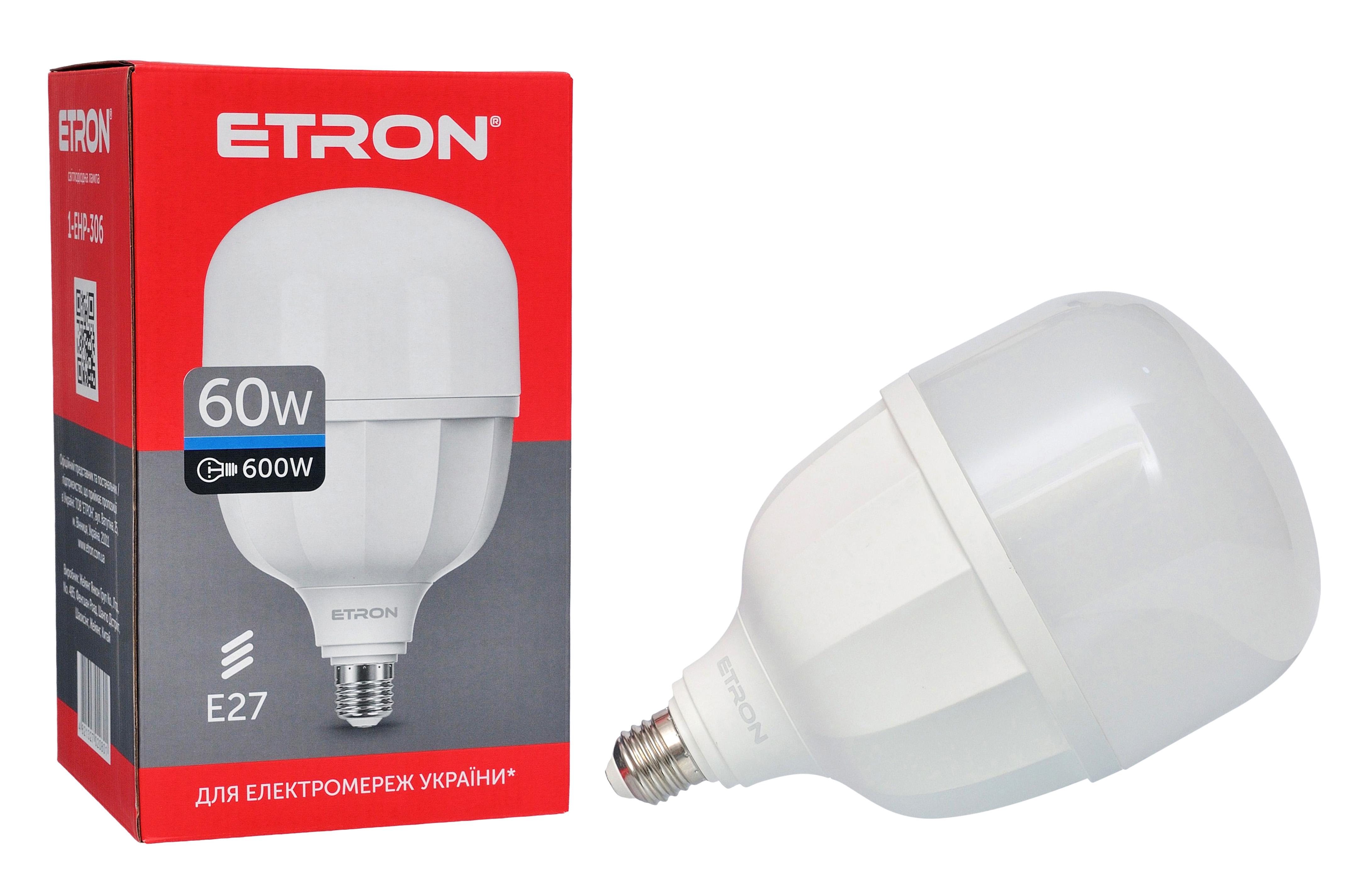 Светодиодная лампа ETRON T160 6500K 220V E27 60W (1-EHP-306)