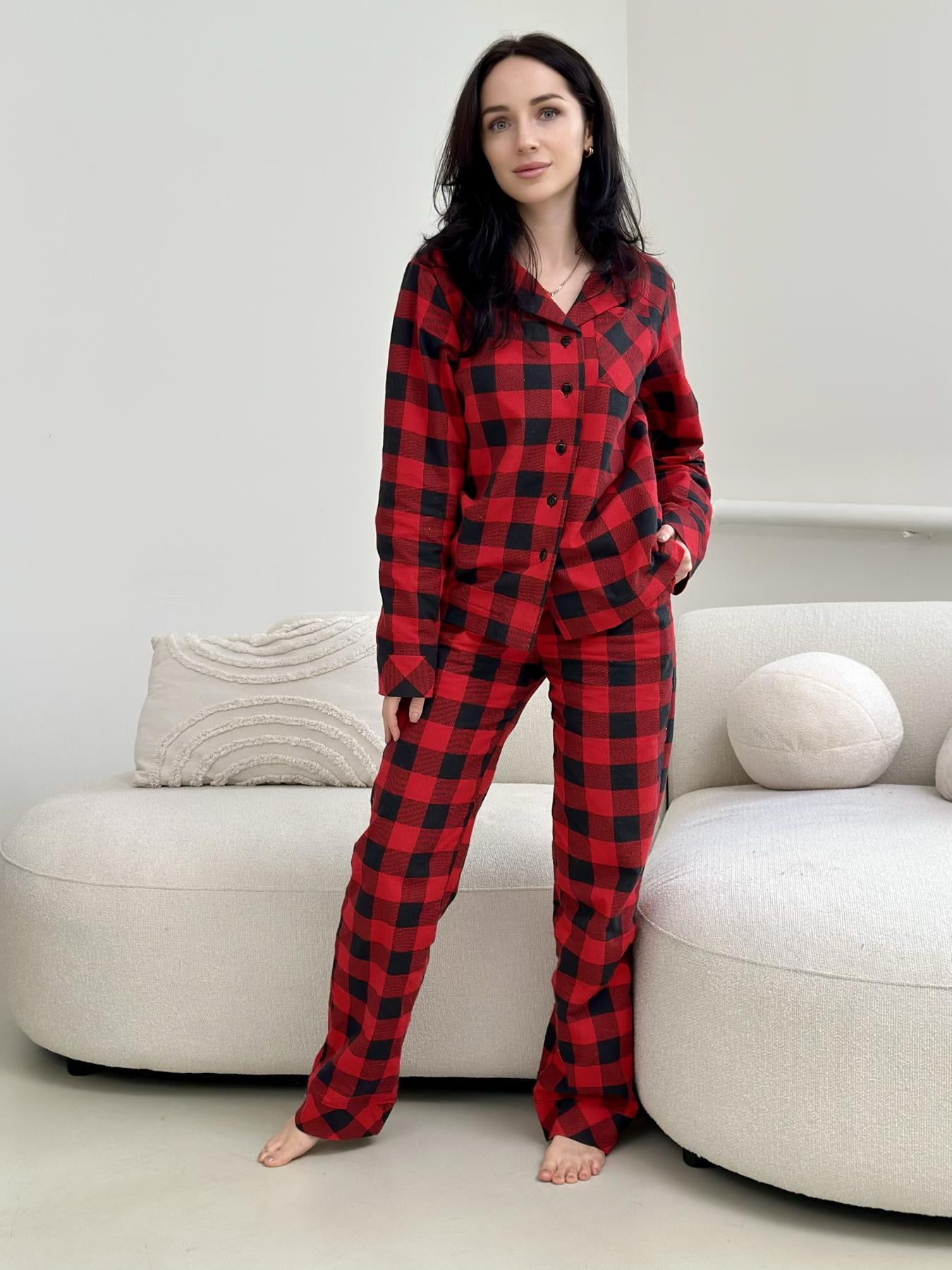 Піжама жіноча COSY Holly Jolly у клітинку L Червоно-чорний (HJFRBF0409)