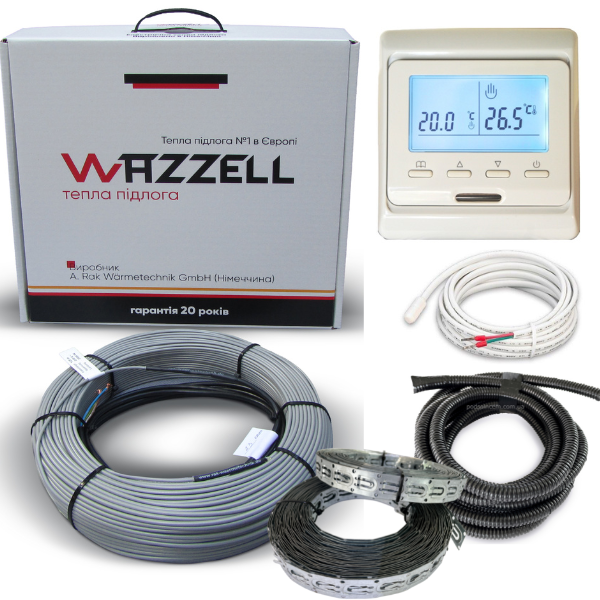 Кабель двожильний WAZZELL EASYHEAT 400 Вт 2 0м 2-2,5 м2 з програмованим терморегулятором