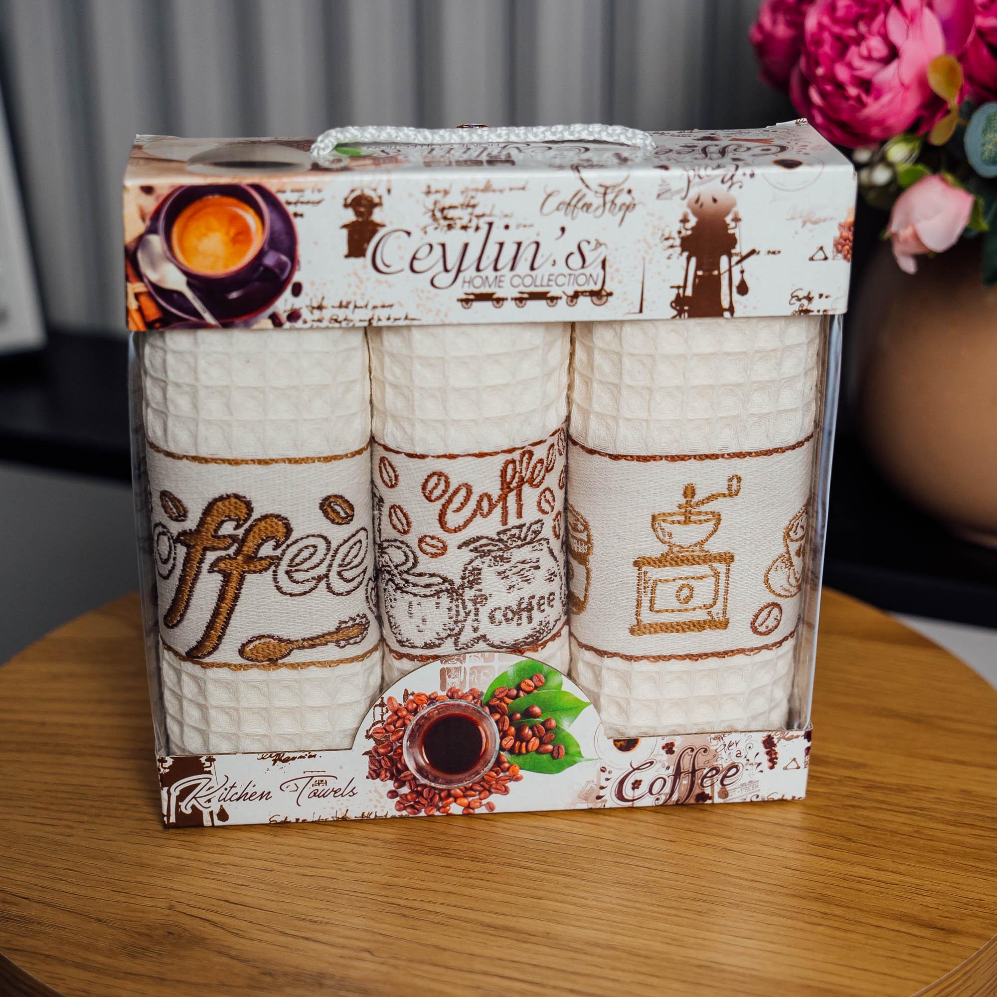 Набор кухонных полотенец турецкий вафелька Coffee 30x50 см (86822)