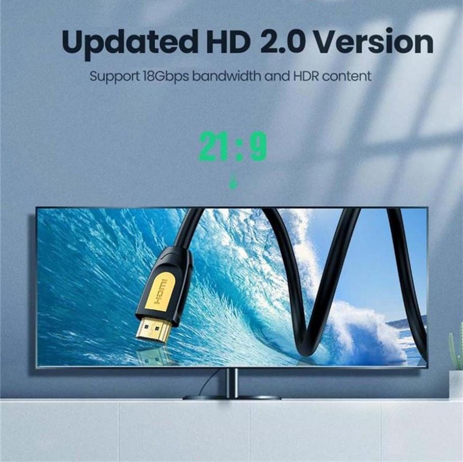 Кабель видео Ugreen HDMI 2,0 4K 3D 0,75 м Black/Yellow (HD101) - фото 4 Кабель видео Ugreen HDMI 2,0 4K 3D 0,75 м Black/Yellow (HD101) - фото 4