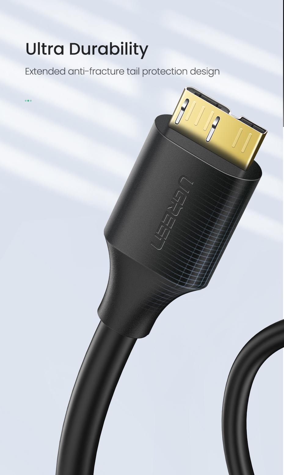 Кабель для жестких дисков UGREEN USB 3.0-Micro USB Type-B 5 Гбит/с USB 3.0 A на Micro-B 1 м Черный (10841) - фото 15
