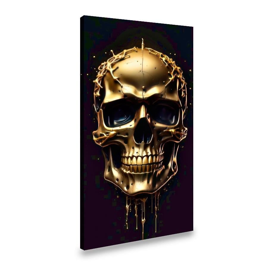 Картина на полотні Моторошний золотий череп 80x40 см (286VP_L)