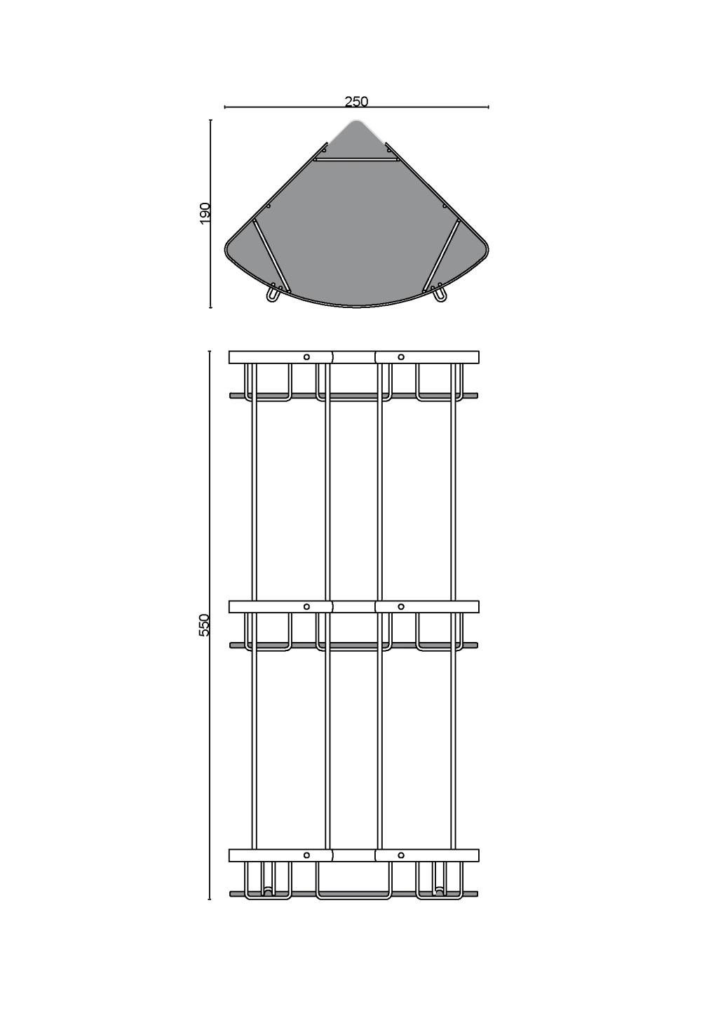 Полочка для ванной комнаты тройная Atak из нержавеющей стали с матовым стеклом 20х20х55 см (10-025) - фото 4