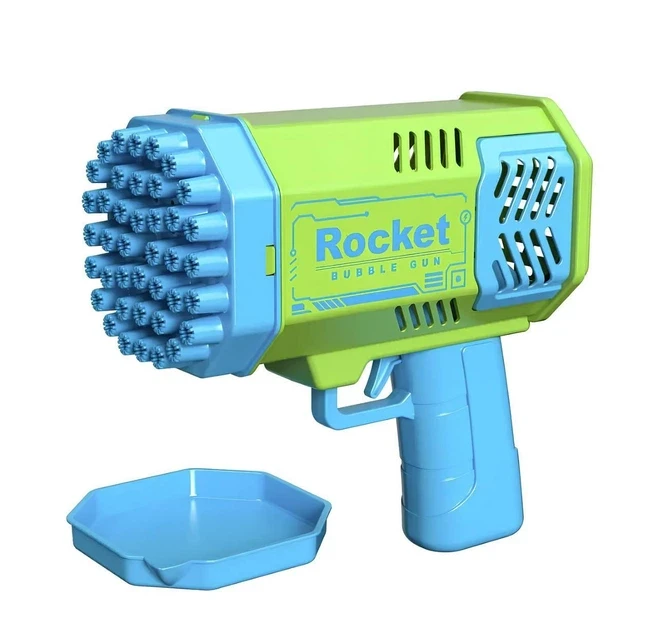 Детский генератор мыльных пузырей Rocket Пистолет/Пушка с 40 отверстиями Зеленый (MX-00009246R)