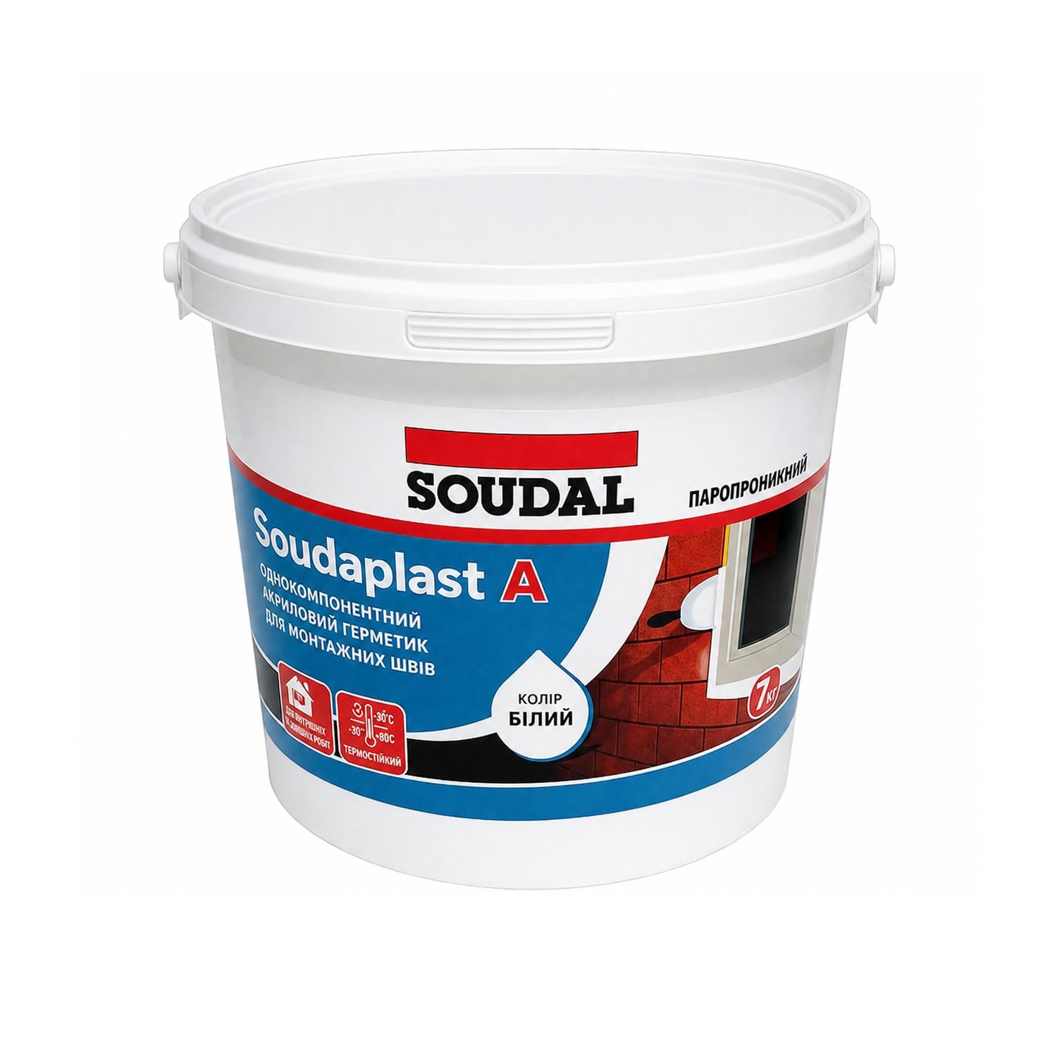 Герметик-мастика для наружных работ SOUDAL Soudaplast A полиакрилат 7 кг Белый (000020000000087300)