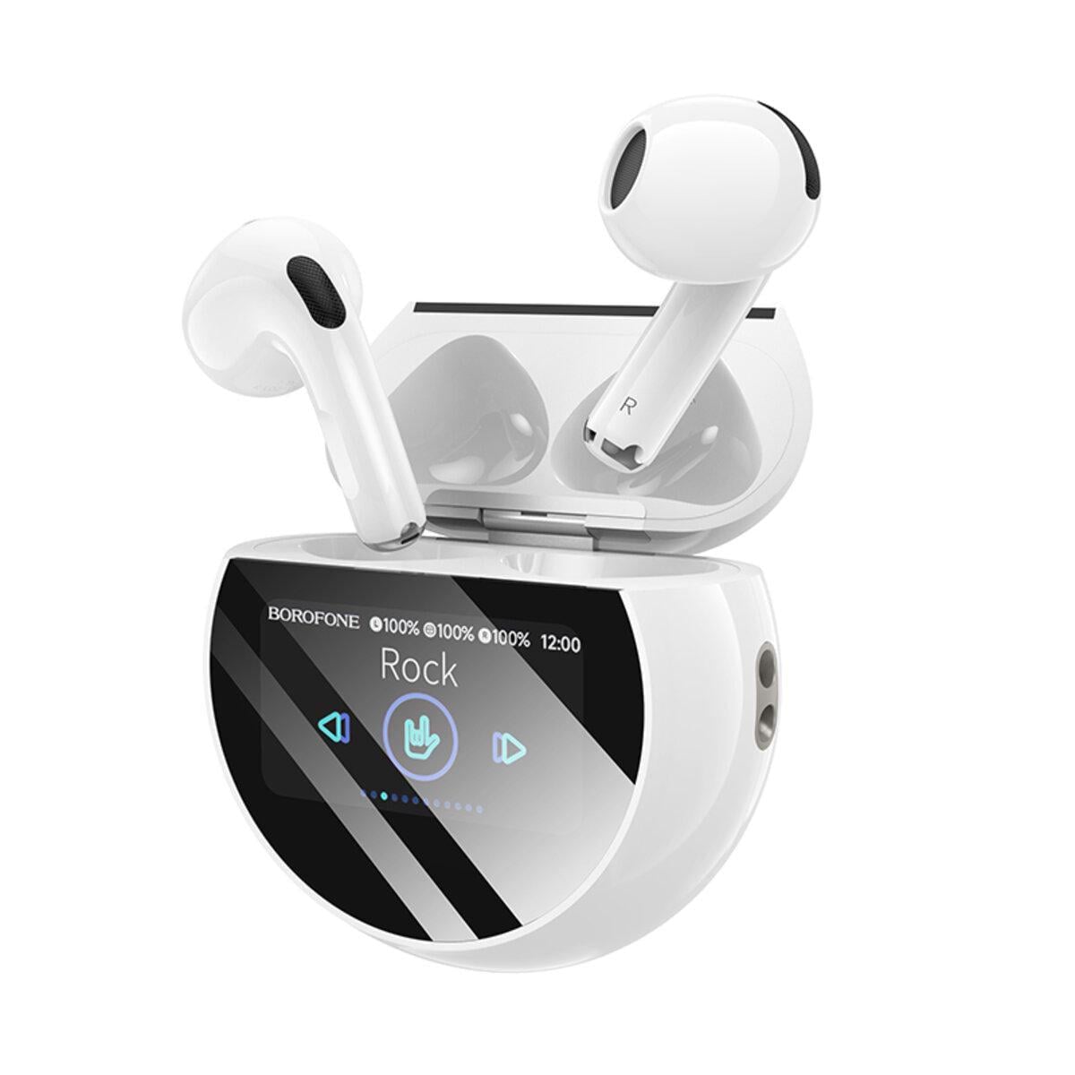 Наушники беспроводные Borofone BW87 Mist true wireless BT5.4 Headset with Touch Screen 300 mAh White (6941991119491)