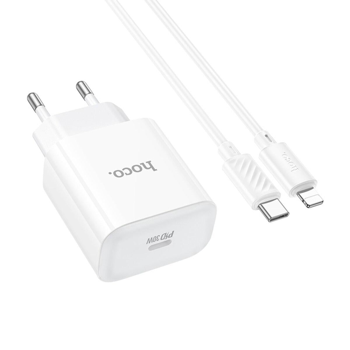 Зарядное устройство сетевое Hoco C76A Pro 30 Вт PD/QC3.0 USB-C to Lightning Белый (625380)