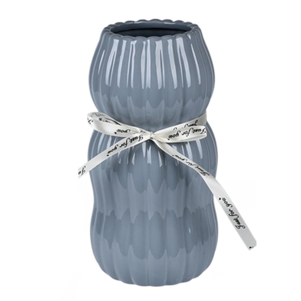 Ваза настольная Glory R10306-M 22х8 см Серо-синий (31153383) Ваза настольная Glory R10306-M 22х8 см Серо-синий (31153383)