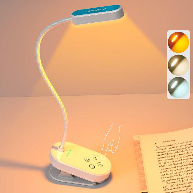 Настольная лампа аккумуляторная Glocusent Mini Clip-On Book Light 1600/3000/5000K White (11011690) - фото 2