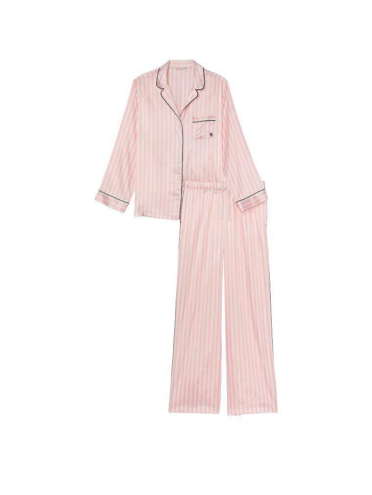 Піжама жіноча Victoria's Secret Satin Long Pajama Set сатинова XS Рожевий (13786892) - фото 4