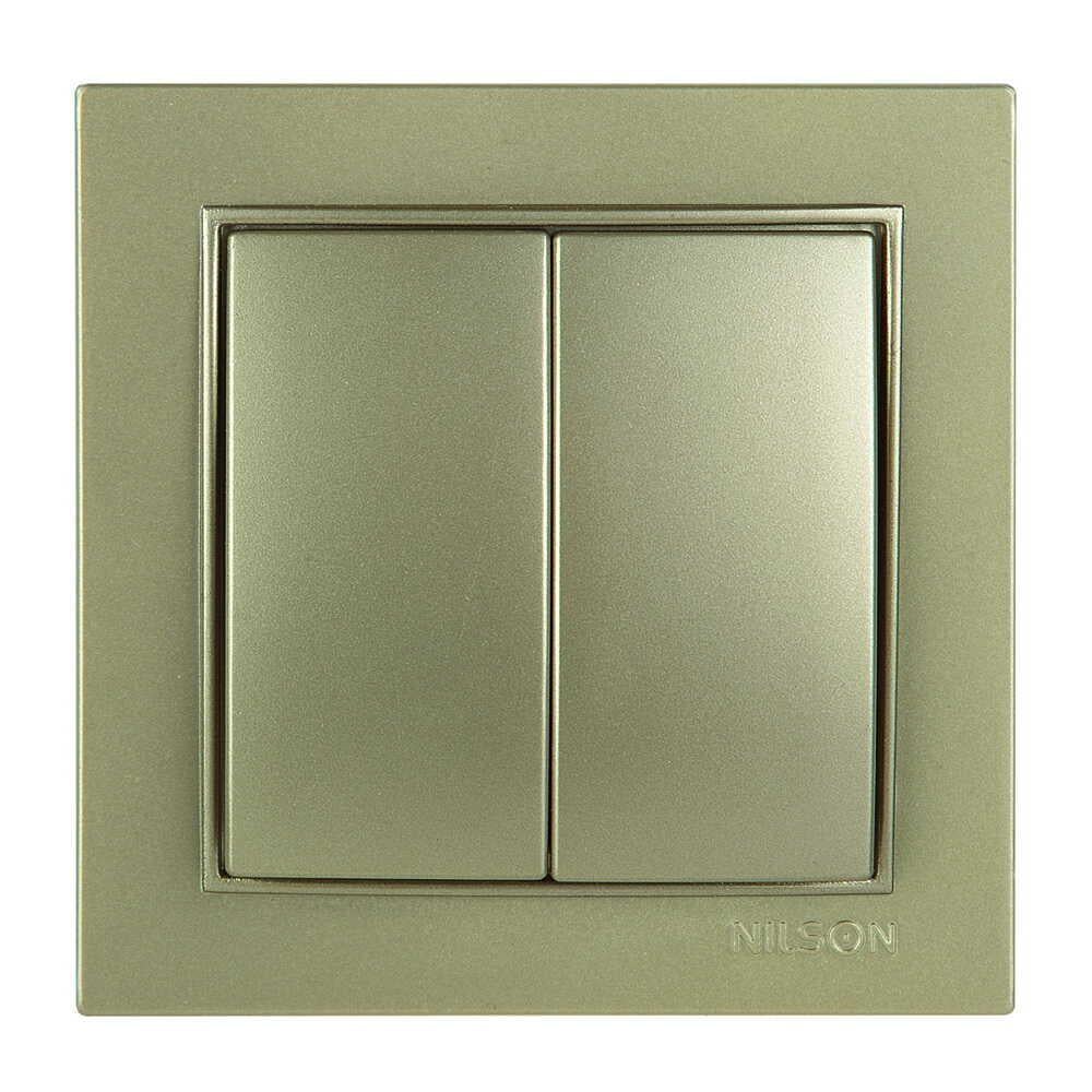 Вимикач двоклавішний Nilson Thor Золотий (27151003)