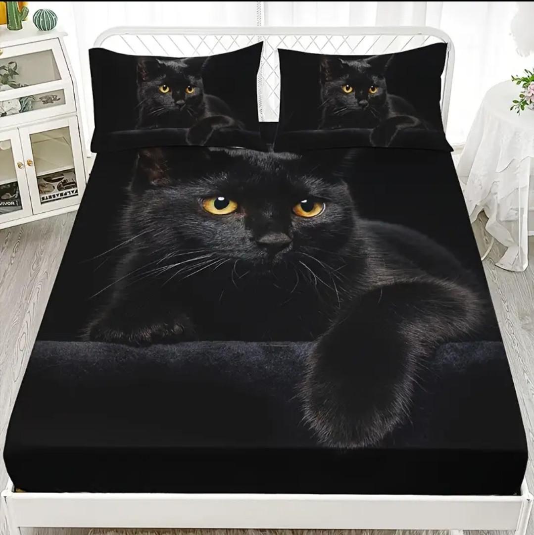 Комплект постельного белья Черный кот 3D 160x200 см (2502163090)