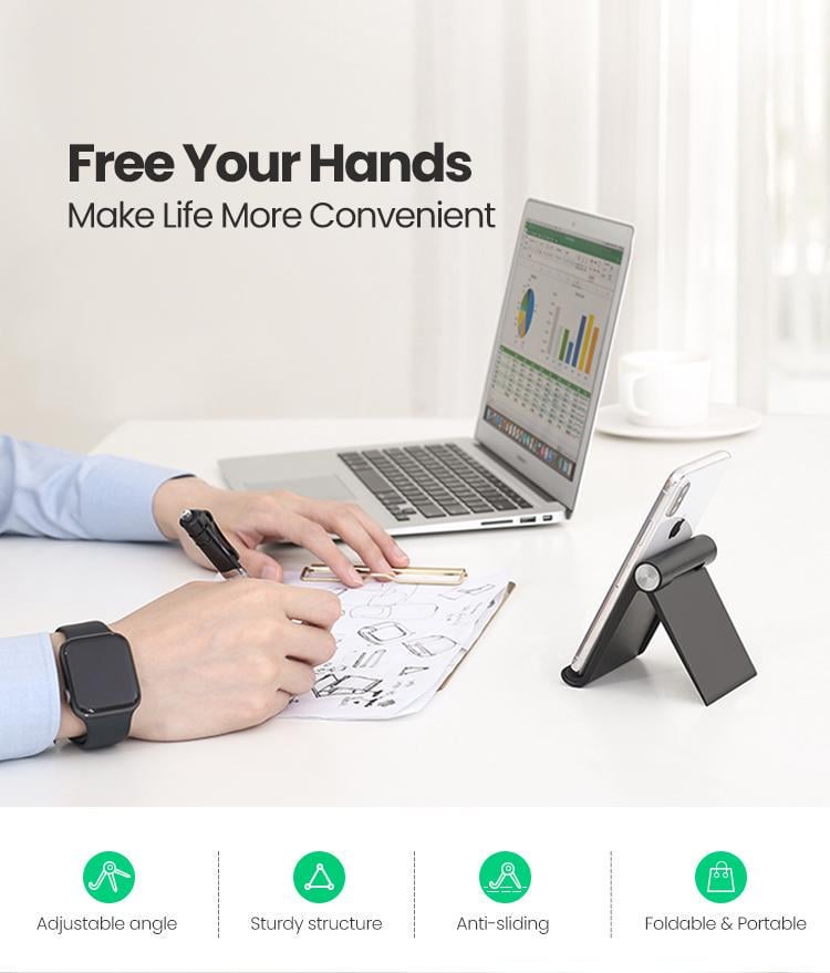 Підставка для телефону UGREEN настільна складана Чорний (50747) - фото 10 Підставка для телефону UGREEN настільна складана Чорний (50747) - фото 10