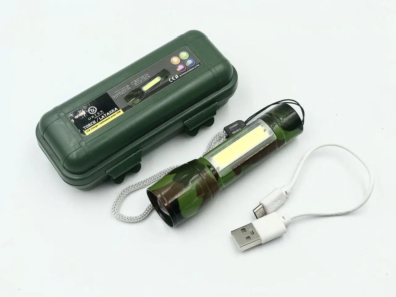 Фонарик карманный аккумуляторный XBalog DS500lm на 3 режима влагозащищенный Camouflage (ae92190e)