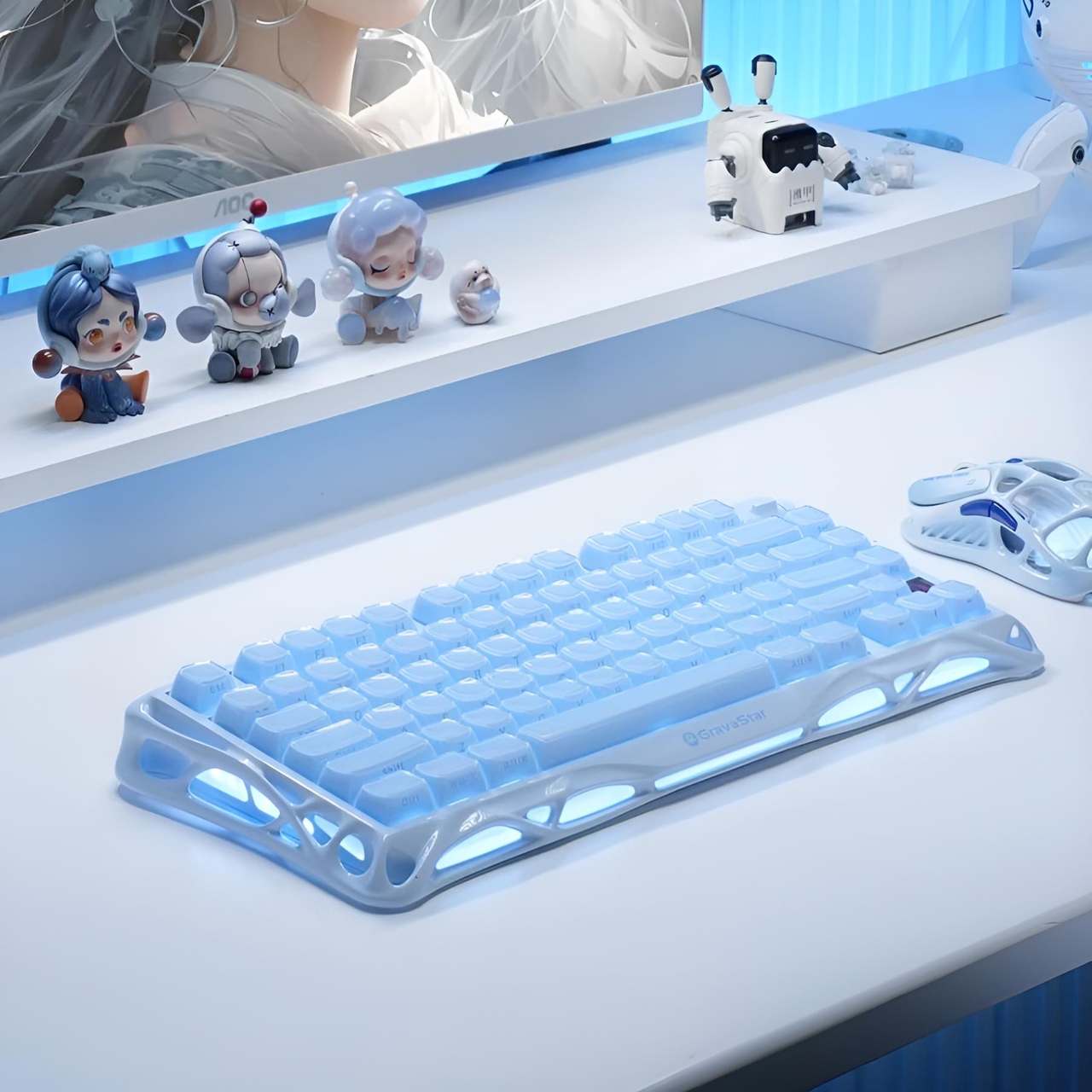 Клавиатура GravaStar Mercury K1 Special Edition с комбинированным подключением Ice Blue (2750721828) - фото 9