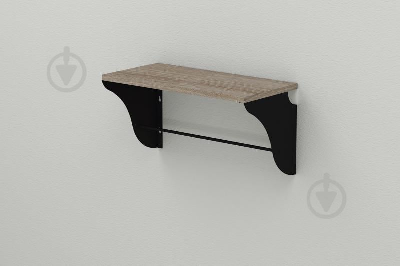 Полка настенная Ferrum-decor Комфи 260x600x240 металл Черный ДСП Сонома Трюфель 16 мм (KOM0026)