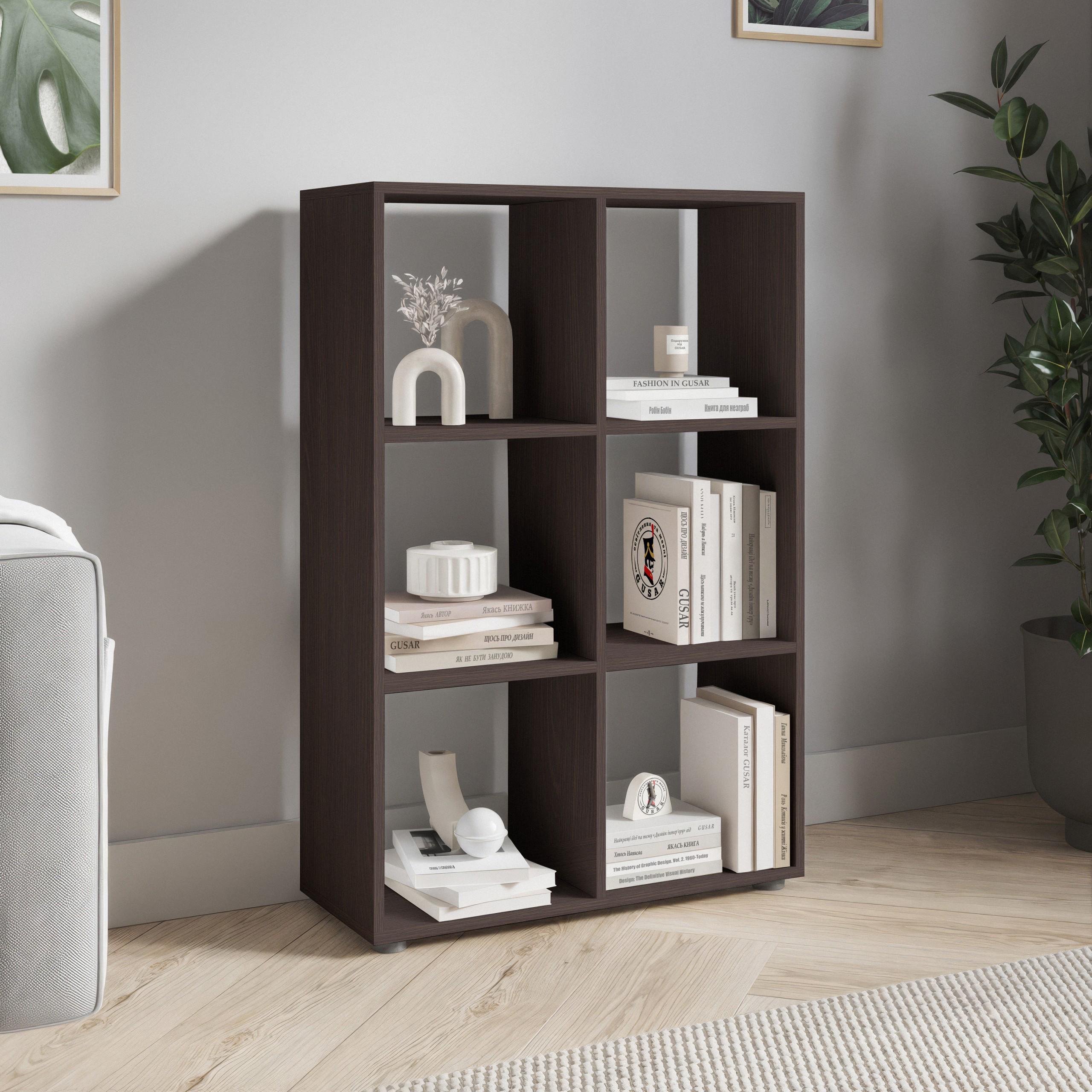 Стеллаж для книг и декора на 6 ячеек P-16 720x290x1078 мм Венге Магия - фото 1