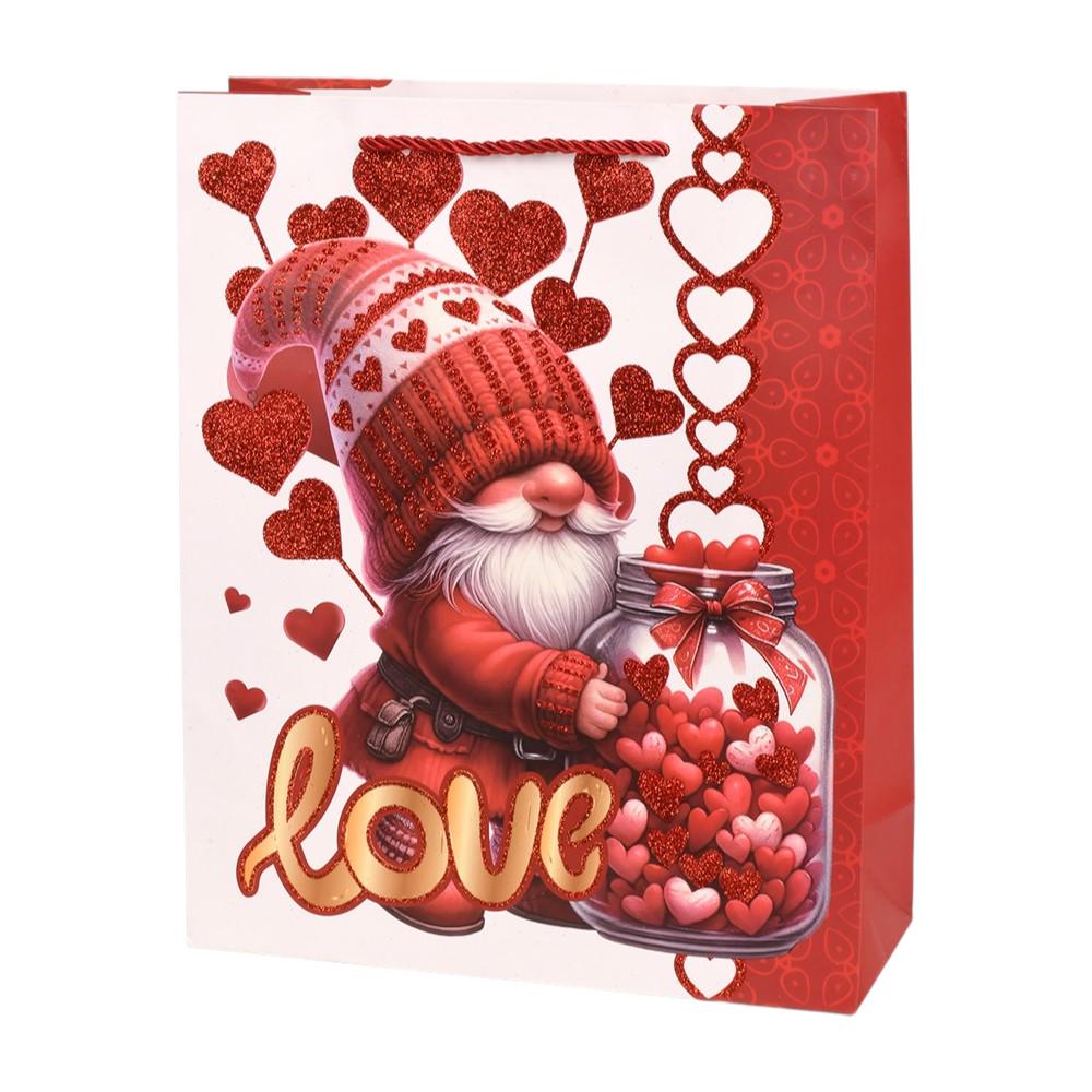 Подарочный пакет Love You R98086-M 26х32х10 см Красно-белый (32709050)
