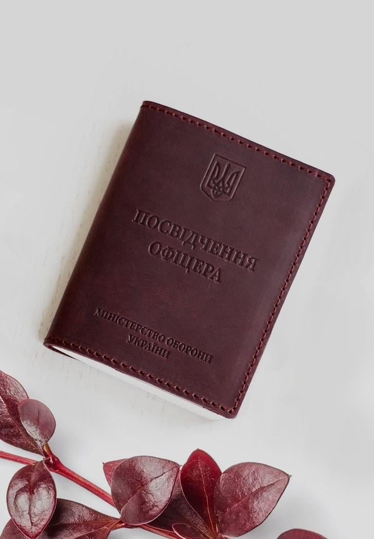 Обкладинка шкіряна для посвідчення офіцера 9.0 Crazy Horse Бордовий (A-027845)