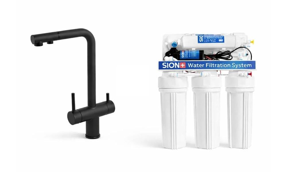 Комплект для питної води фільтр зворотного осмосу Sion 5-75 та змішувач Venta з підключенням осмосу Комплект для питної води фільтр зворотного осмосу Sion 5-75 та змішувач Venta з підключенням осмосу