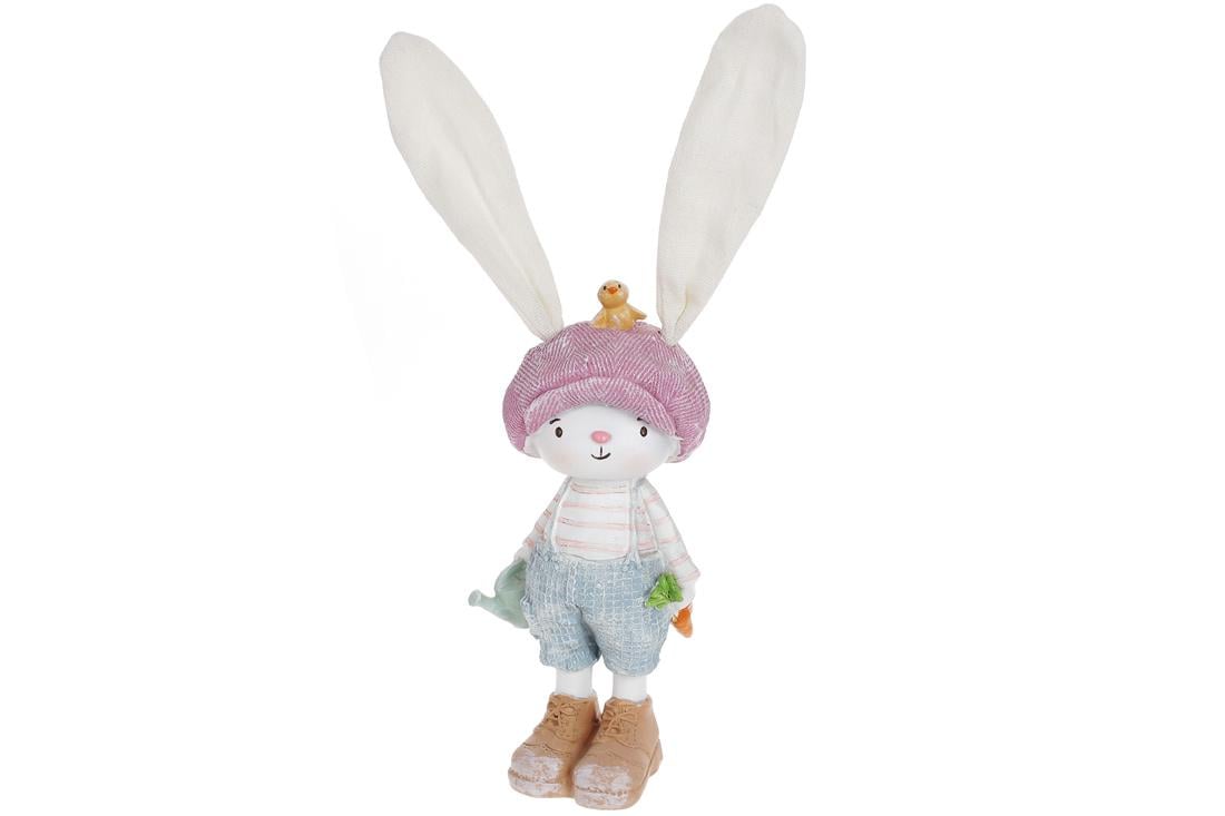 Статуэтка декоративная BonaDi Заяц в кепке 29 см Голубой с розовым (831-853)