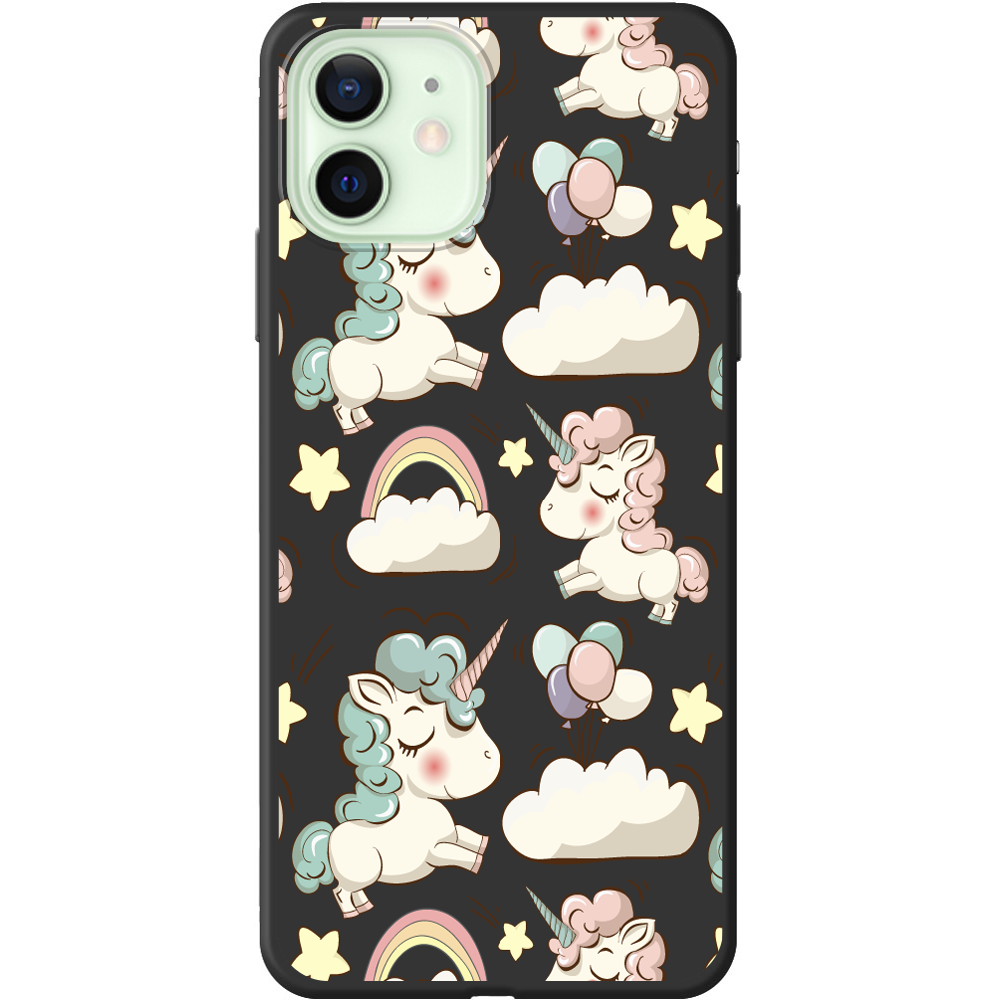 Чохол Boxface iPhone 12 Unicorns Чорний силікон (41161-cc2-41089)