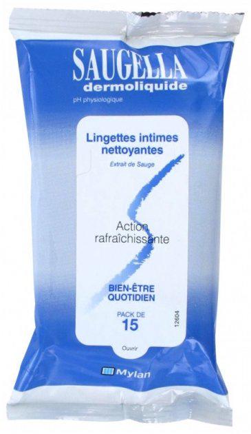 Салфетки Saugella для интимной гигиены Saugella Dermoliquide 15 шт.