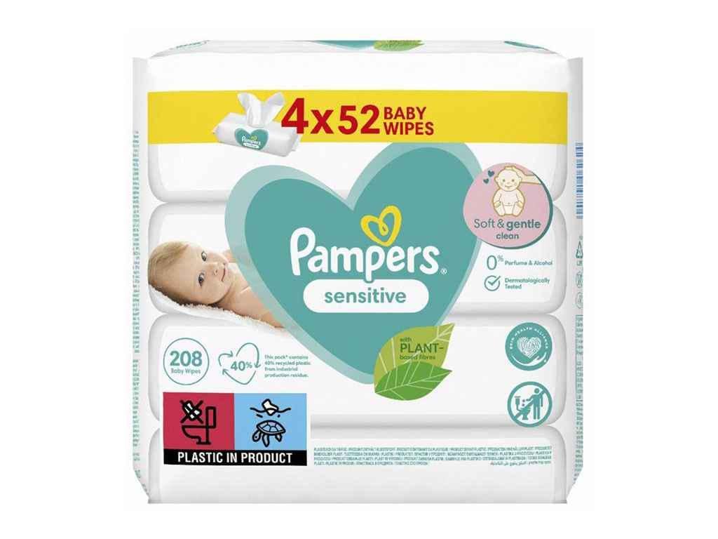 Влажные салфетки Pampers детские Sensitive 4x52 шт. (560455)