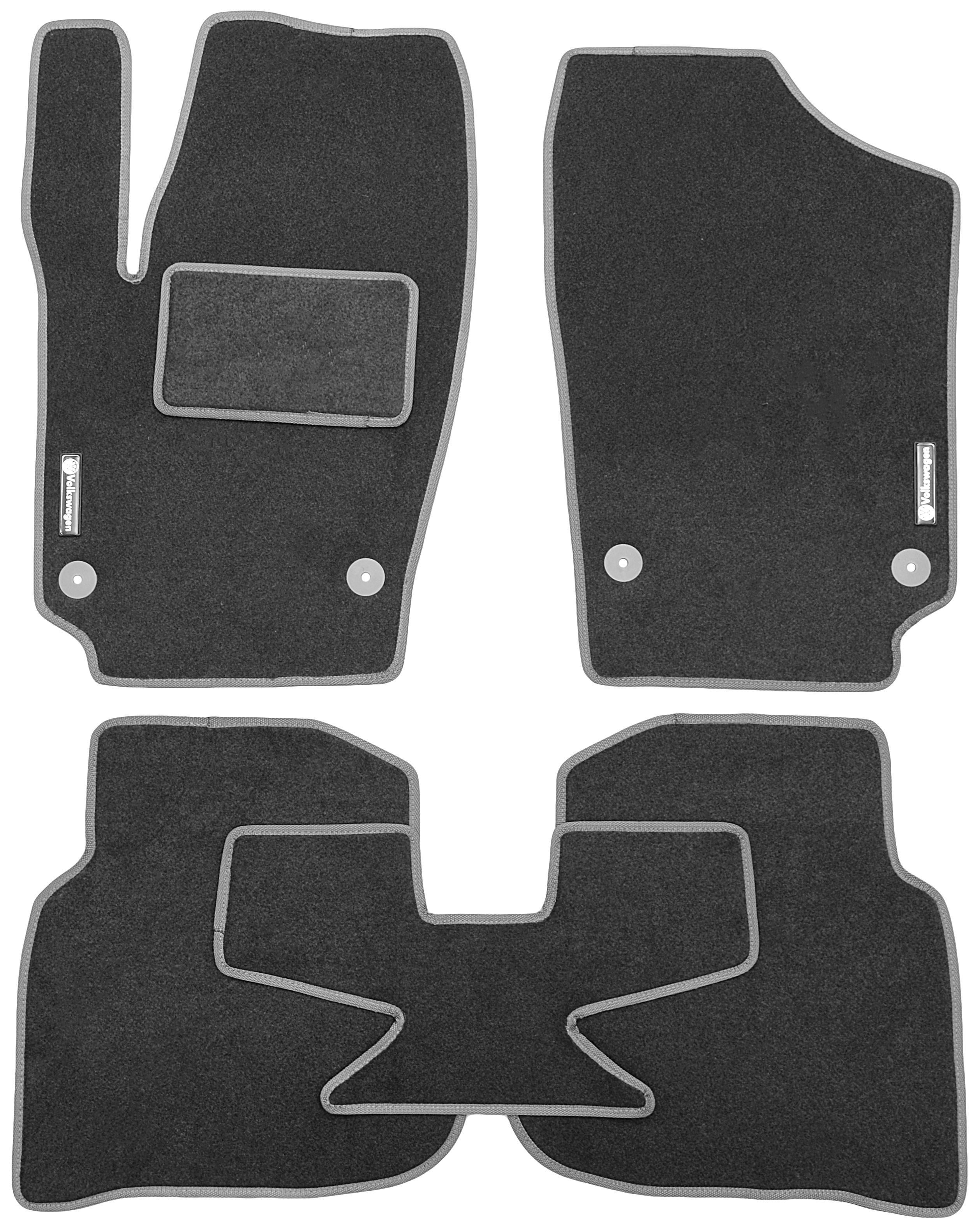 Коврики в салон для Volkswagen Polo '10- седан текстильные 4 клипсы Серый (21575)