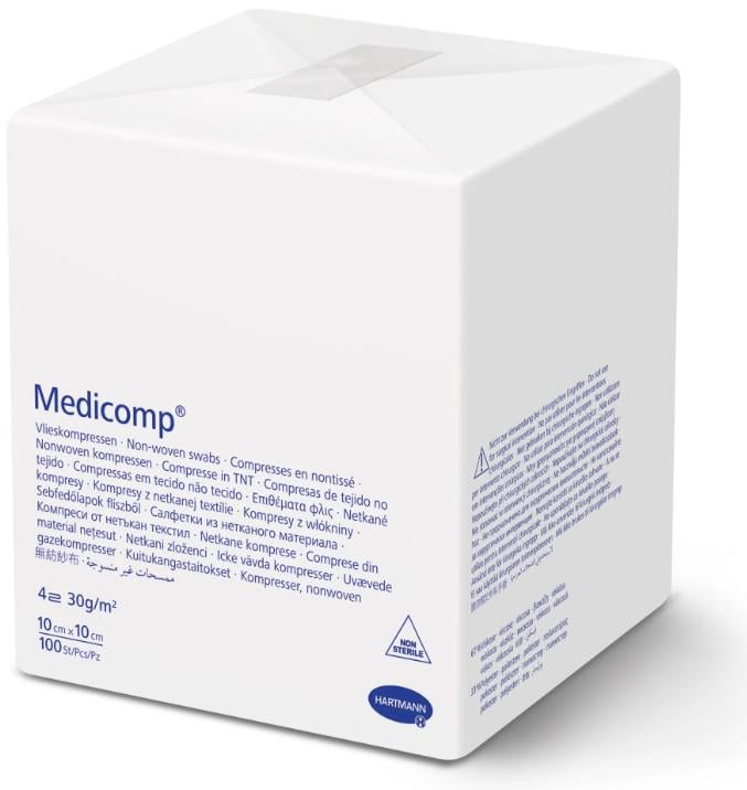 Салфетки нестерильные Medicomp из нетканого материала 4-х слойные 10х10 см (4218253)