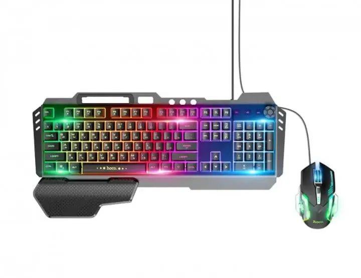 Клавиатура игровая проводная с оптической мышкой Hoco GM12 Eng с LED RGB подсветкой (opt-13582)
